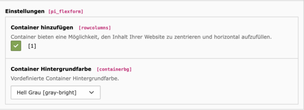 Eingabemaske eines Spaltenelements im Typo3-Backend